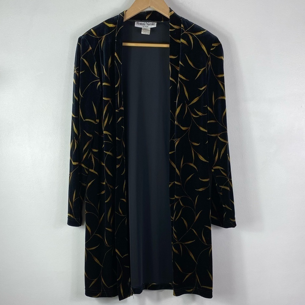 Velvet Open Front Long Cardigan